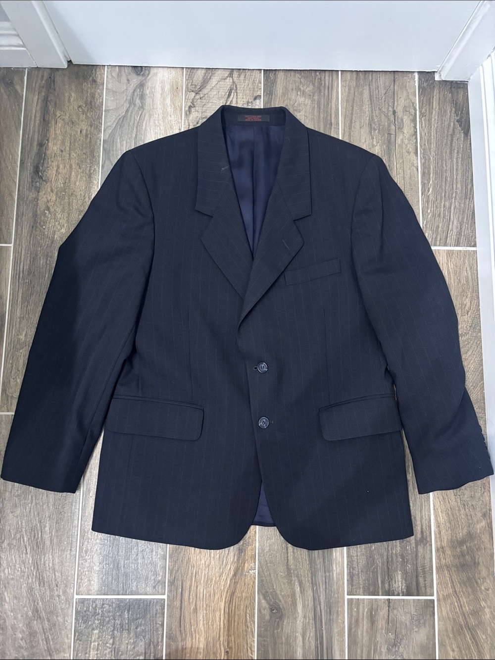 Black pinstripe coat